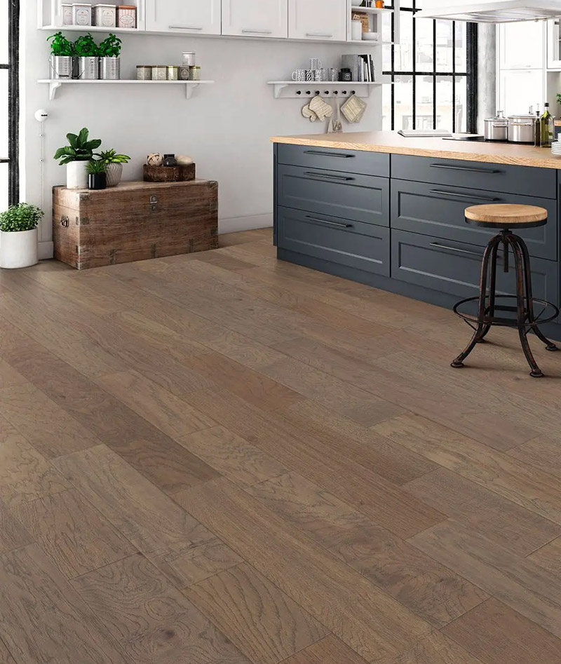 Hickory hardwood in a modern kitchen