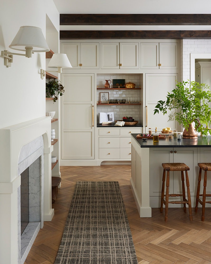 Multiple flooring types including area rugs