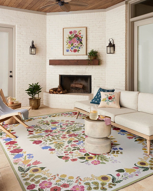 Loloi Perennial PRN-01 Cream Area Floral Rifle Paper Co Rug