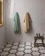Le Cafe White Porcelain Off Set Mesh Mount Mosaic 2"x4" Tile
