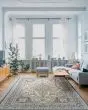 Old World Classic Floral Tabriz Alabaster/Powder Blue Area Rug