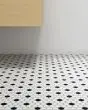 Circuit White w/black 1x1 Hexagon Matte Tile