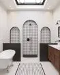 Le Cafe White/Black Porcelain Octagon Mosaic Tile Octagon Mosaic Tile