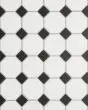 Le Cafe White/Black Matte Porcelain Octagon Mosaic Tile