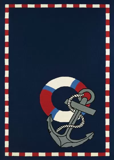 Outdoor Escape Anchors Away Navy Area Rug
