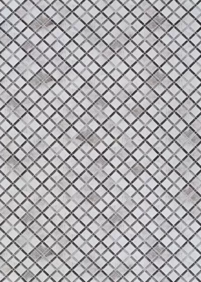 Prairie Retro Lattice Grey Ivory Area Rug