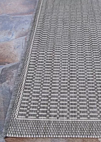 Recife Saddlestitch Grey/White Area Rug