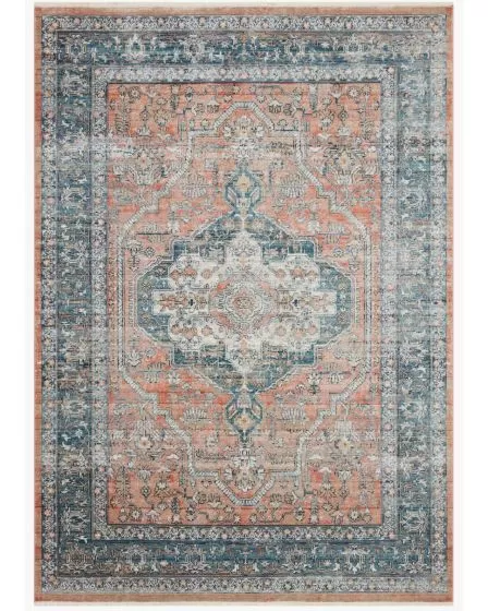 Elise ELI-01 Coral/Blue Area Rug