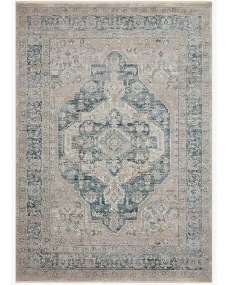 Elise ELI-01 Neutral/Blue 2'8"x4' Runner Rug