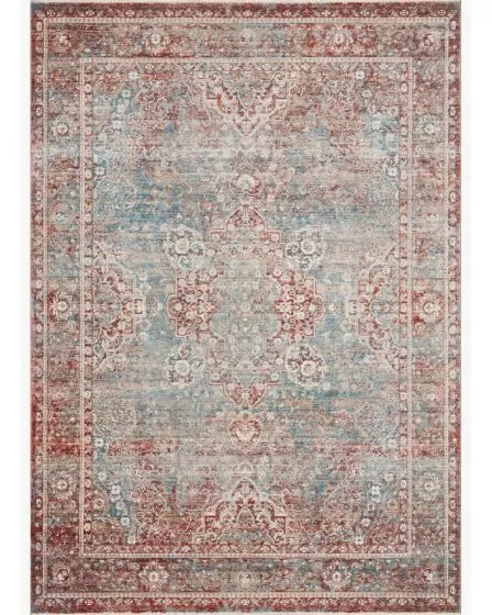 Elise ELI-04 Sky/Red Area Rug