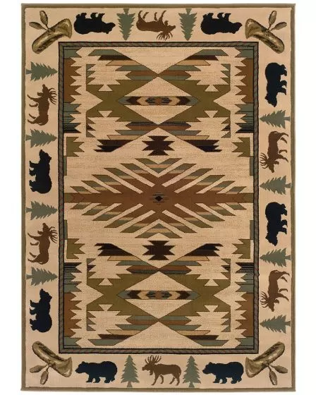 Hudson 1072a Ivory/Green Area Rug