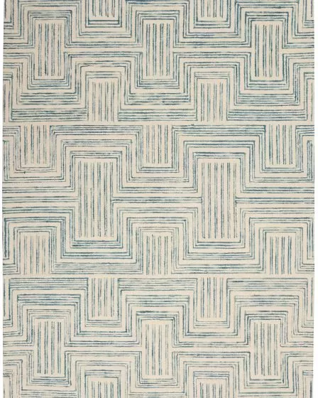 Interlock ITL06 Ivory/Turquoise Area Rug