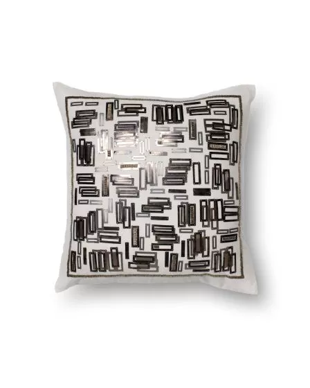 P0196 White/Gold 18"x18" Pillow