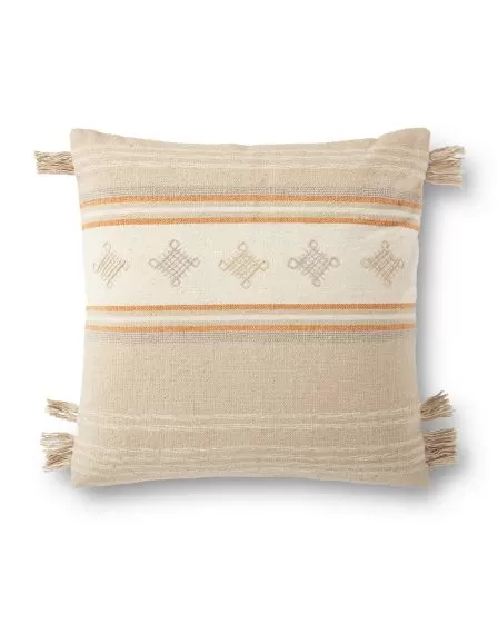 P0933 Beige/Orange 22"x22" Pillow
