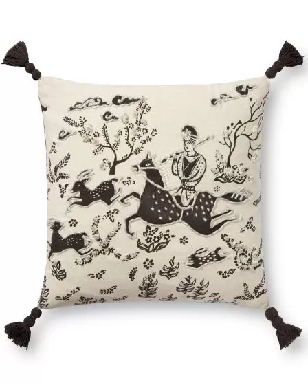PLL0025 Ivory/Black 18"x18" Pillow