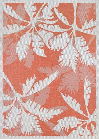 Monaco Coastal Floral Ivory/Orange Area Rug