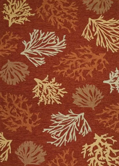 Outdoor Escape Sea Reef Terra Cotta Area Rug