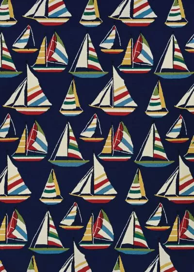 Outdoor Escape Yachting Navy Area Rug