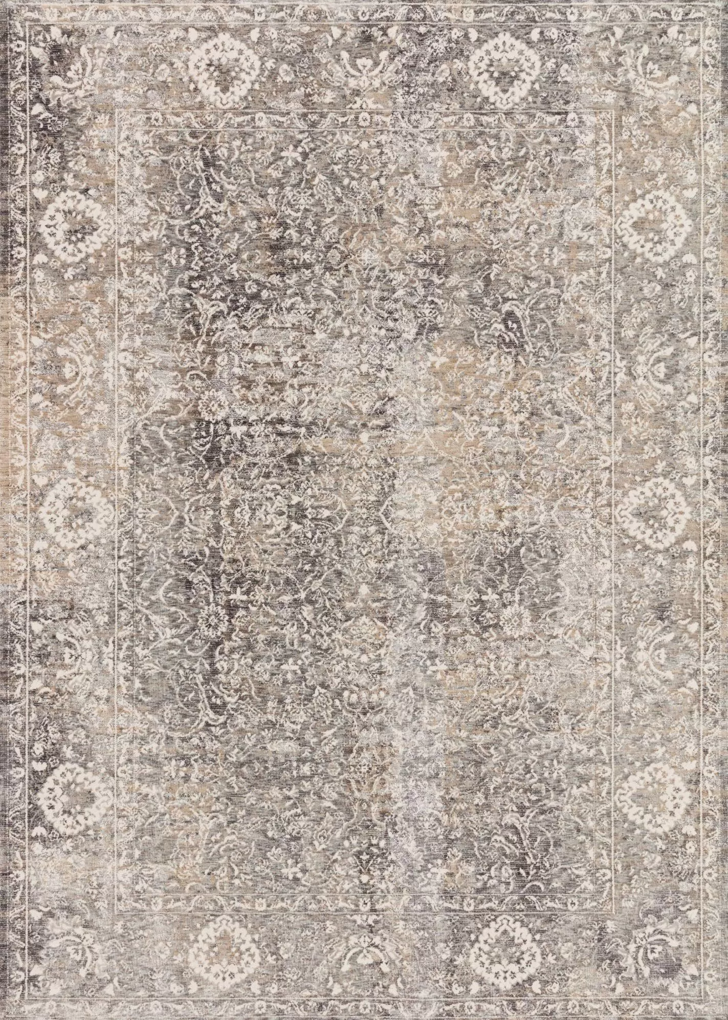 Loloi Homage HOM-03 Stone/Ivory Area Rug | Carpet Exchange
