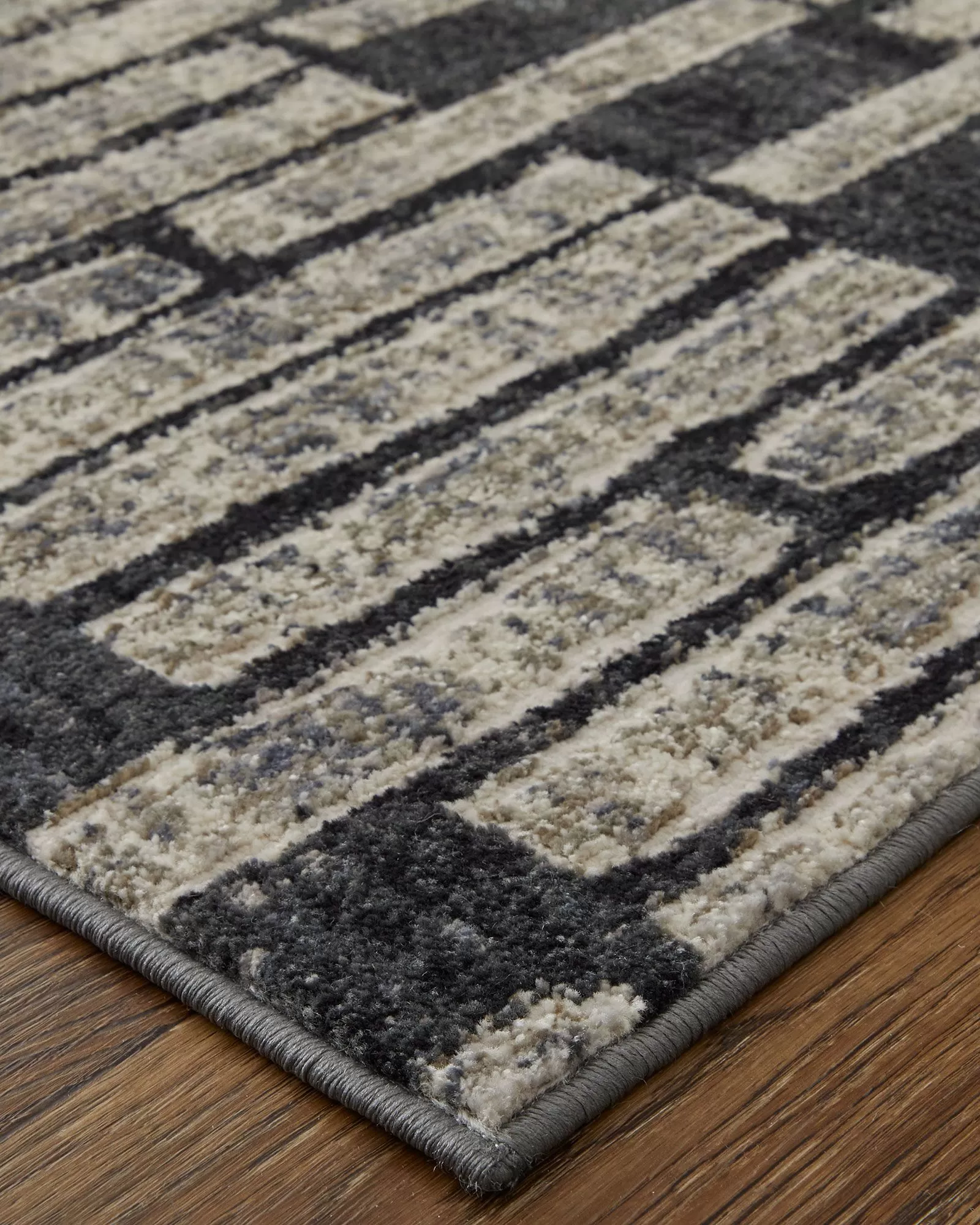 Feizy Kano 39LKF Gray/Black/Ivory Area Rug | Carpet Exchange