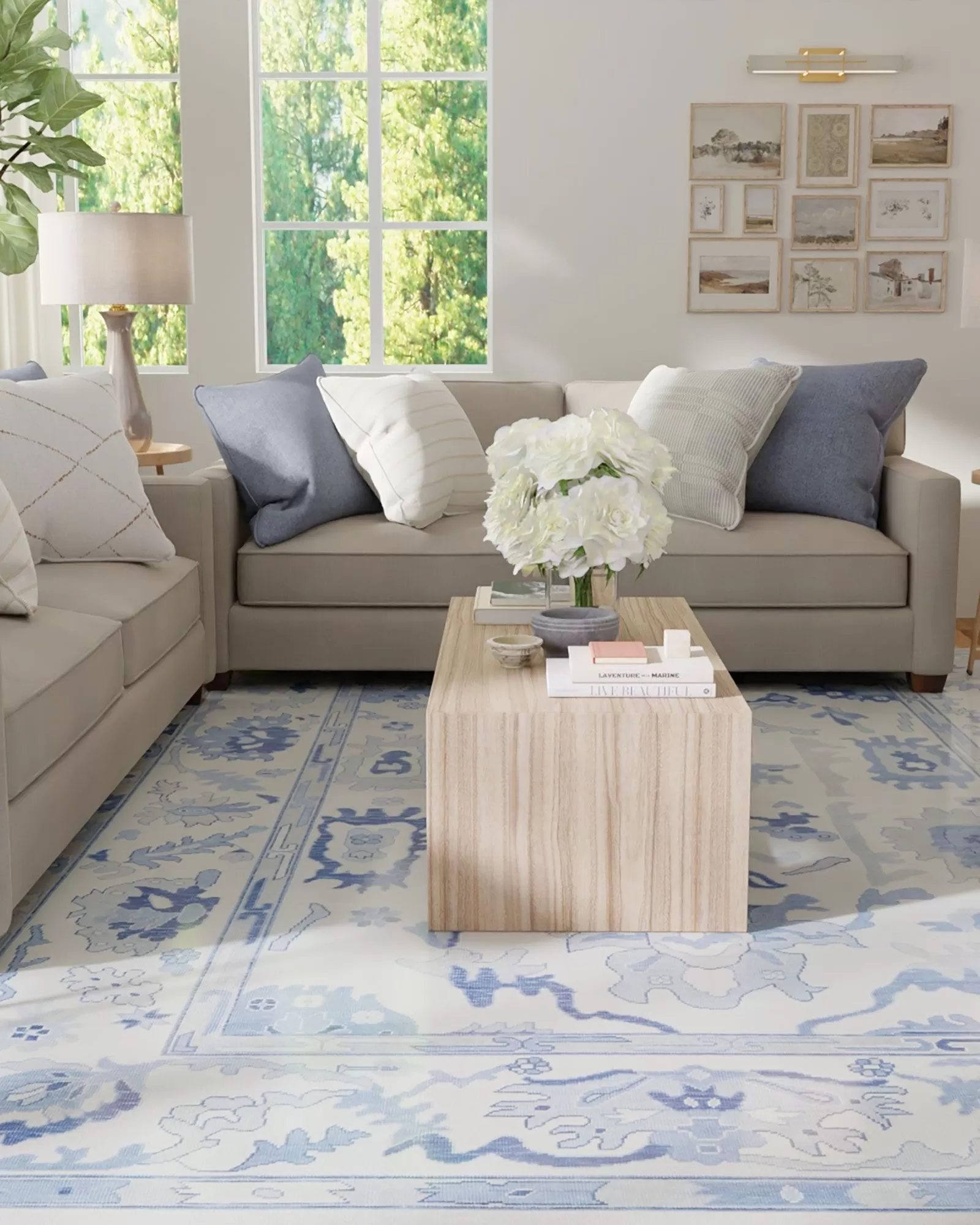 Feizy Karina 69G7F Ivory/Blue Area Rug | Carpet Exchange