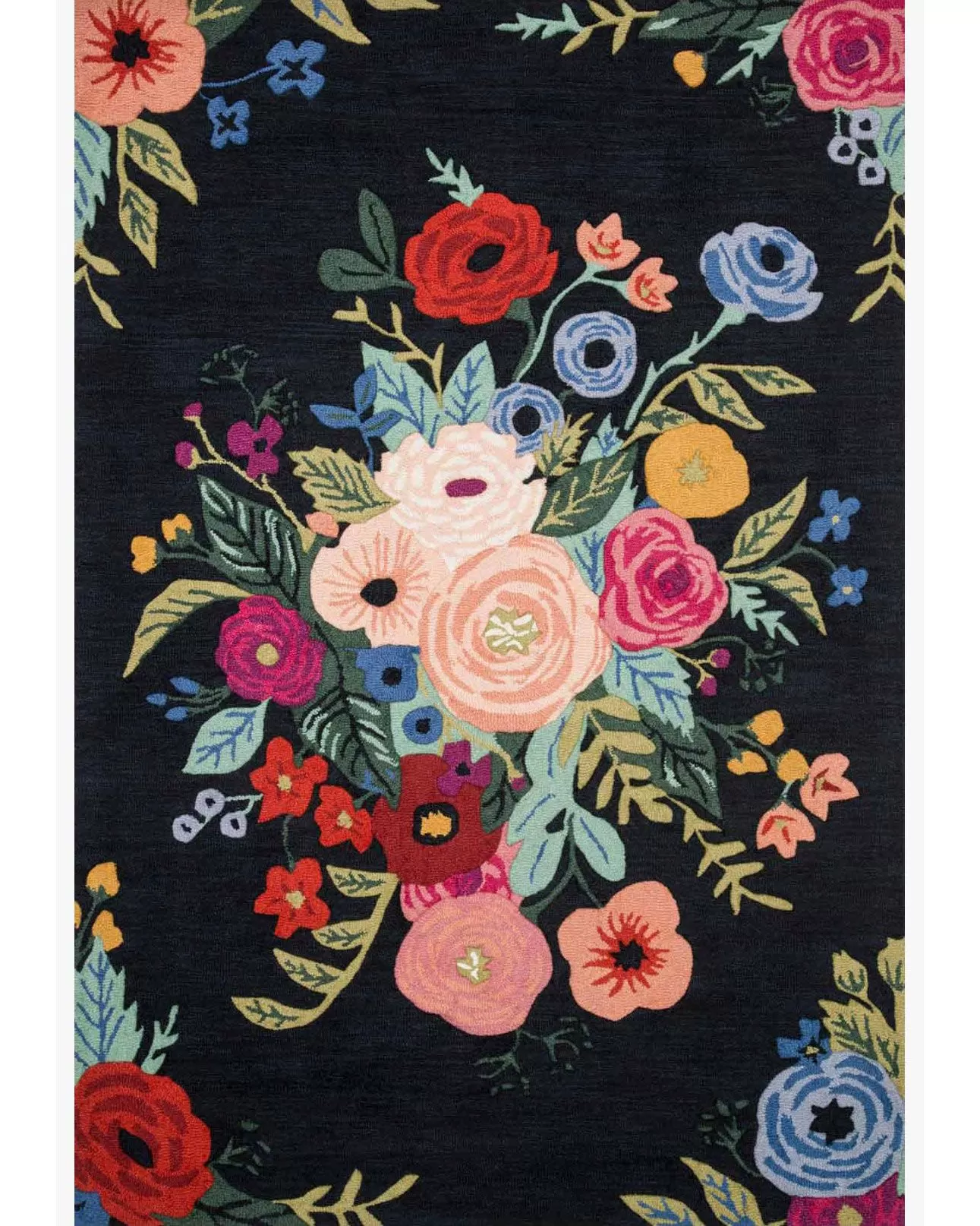 Loloi Les Fleurs LES-03 Black/Multi Rug | Carpet Exchange
