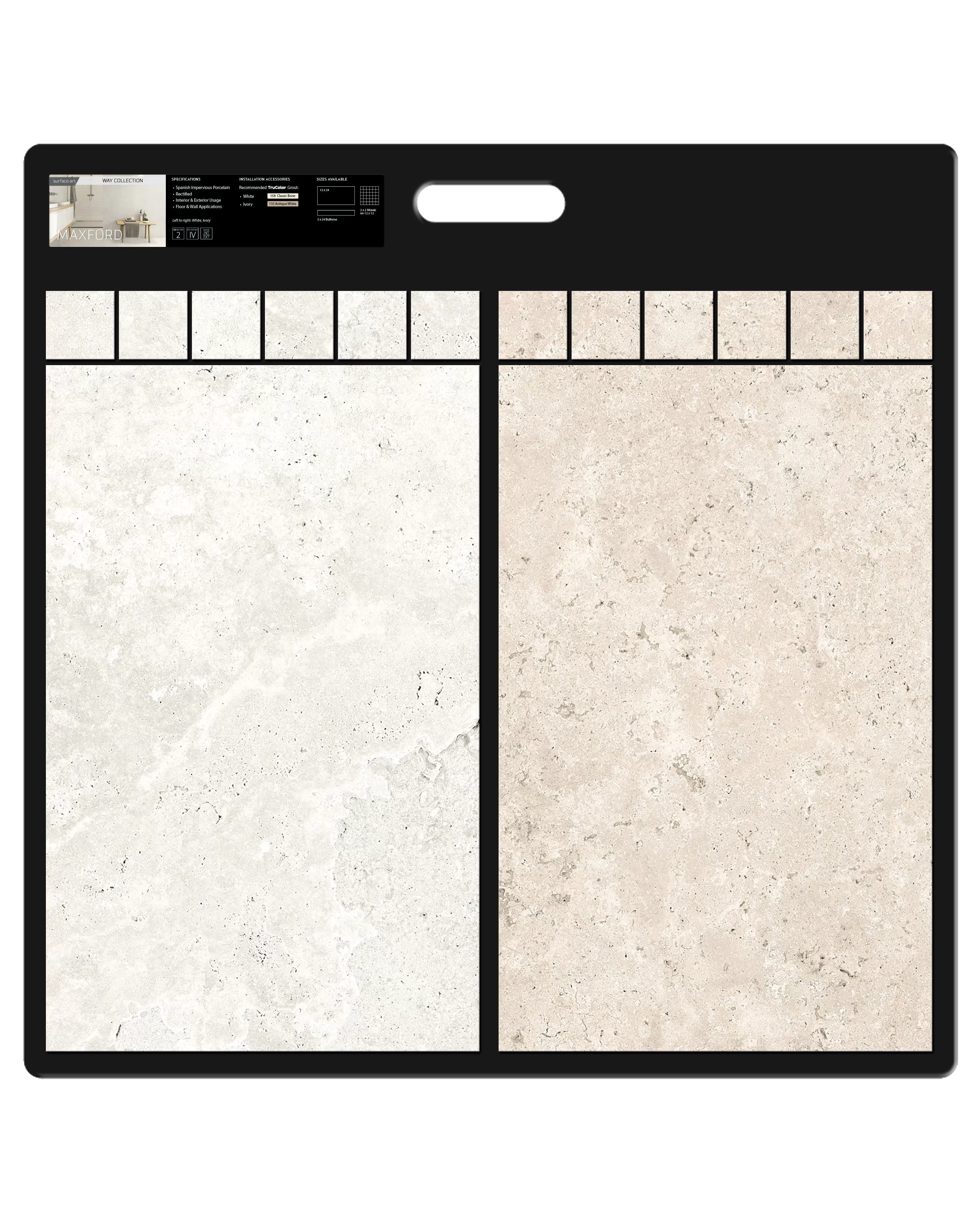 Maxford Ivory Porcelain Marble 3x24 Bullnose Tile