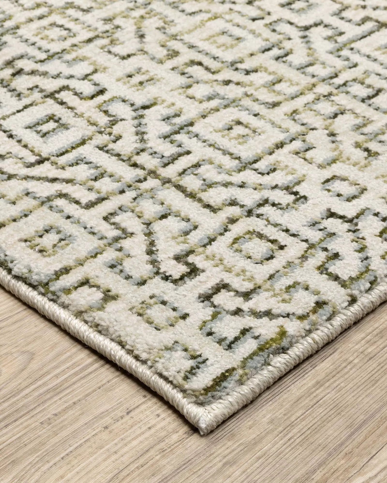 アイボリー　ivory wa OW Atlas 3721K Ivory/Green 2x8 Area Rug | Carpet Exchange