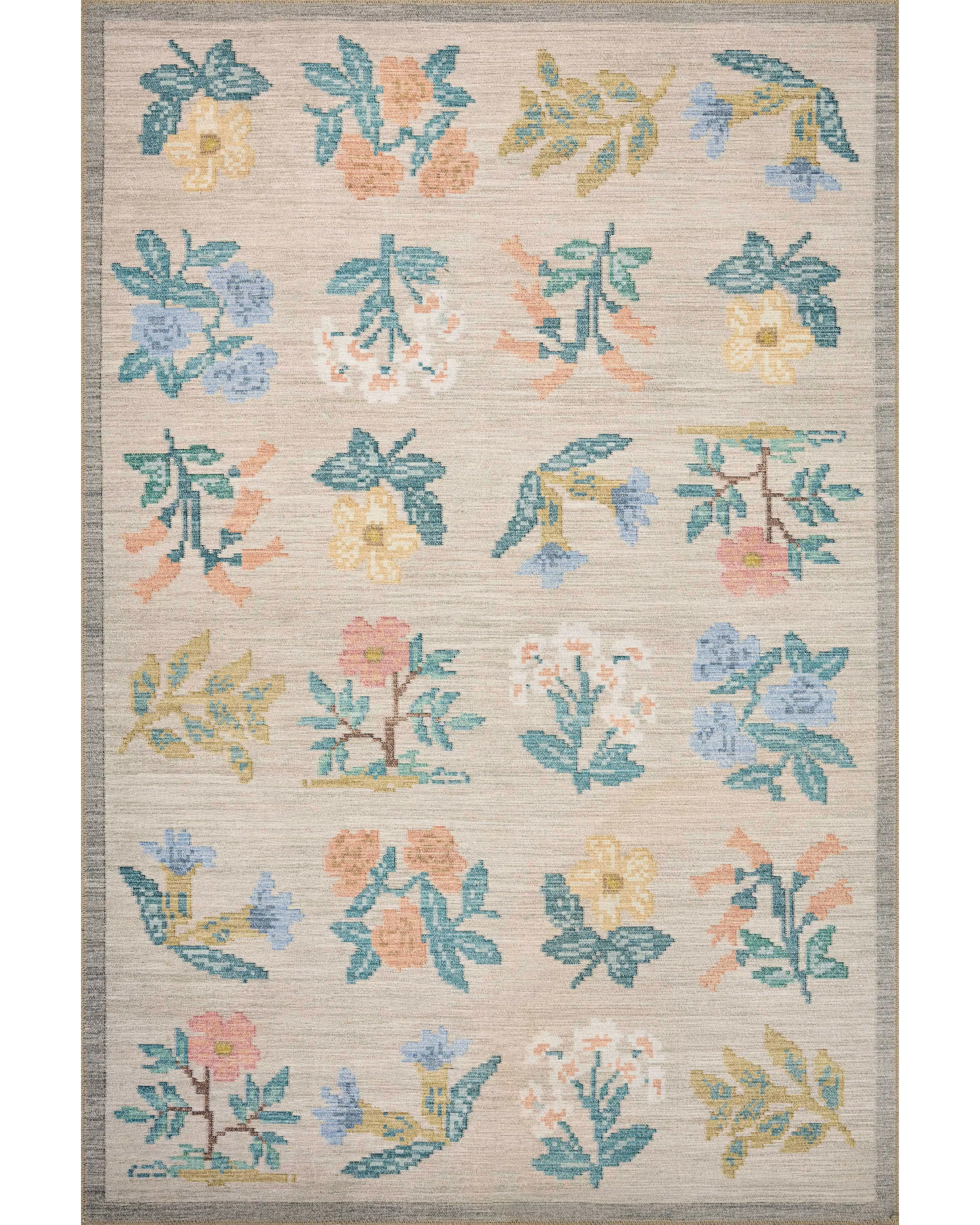 希少 製ヴィンテージ ロシア製 Rigas Cerini ライラック Loloi Rosa RSA-03 Cream Area Rug | Carpet Exchange