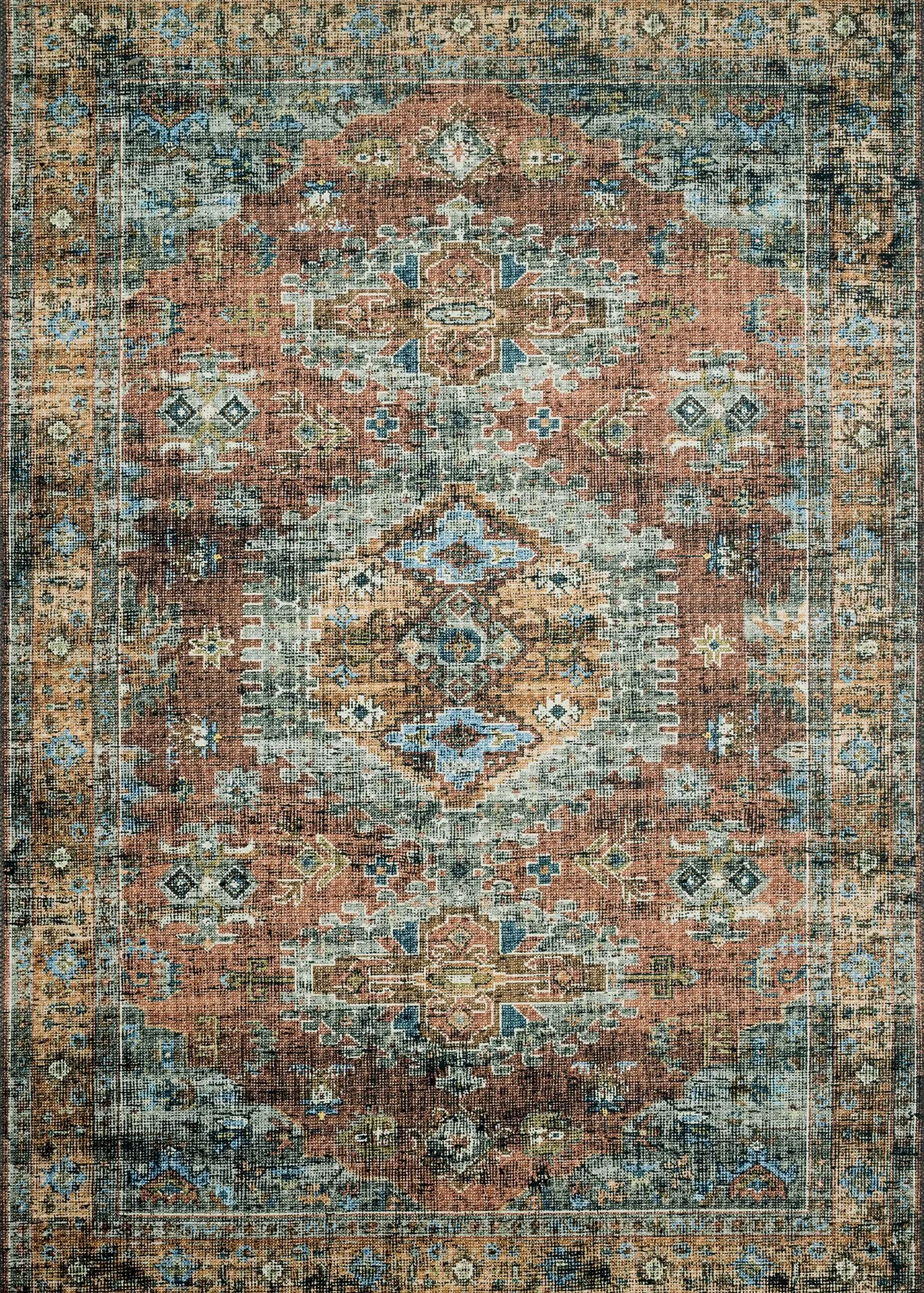 Loloi Skye SKY-07 Terracotta/Sky Area Rug | Carpet Exchange