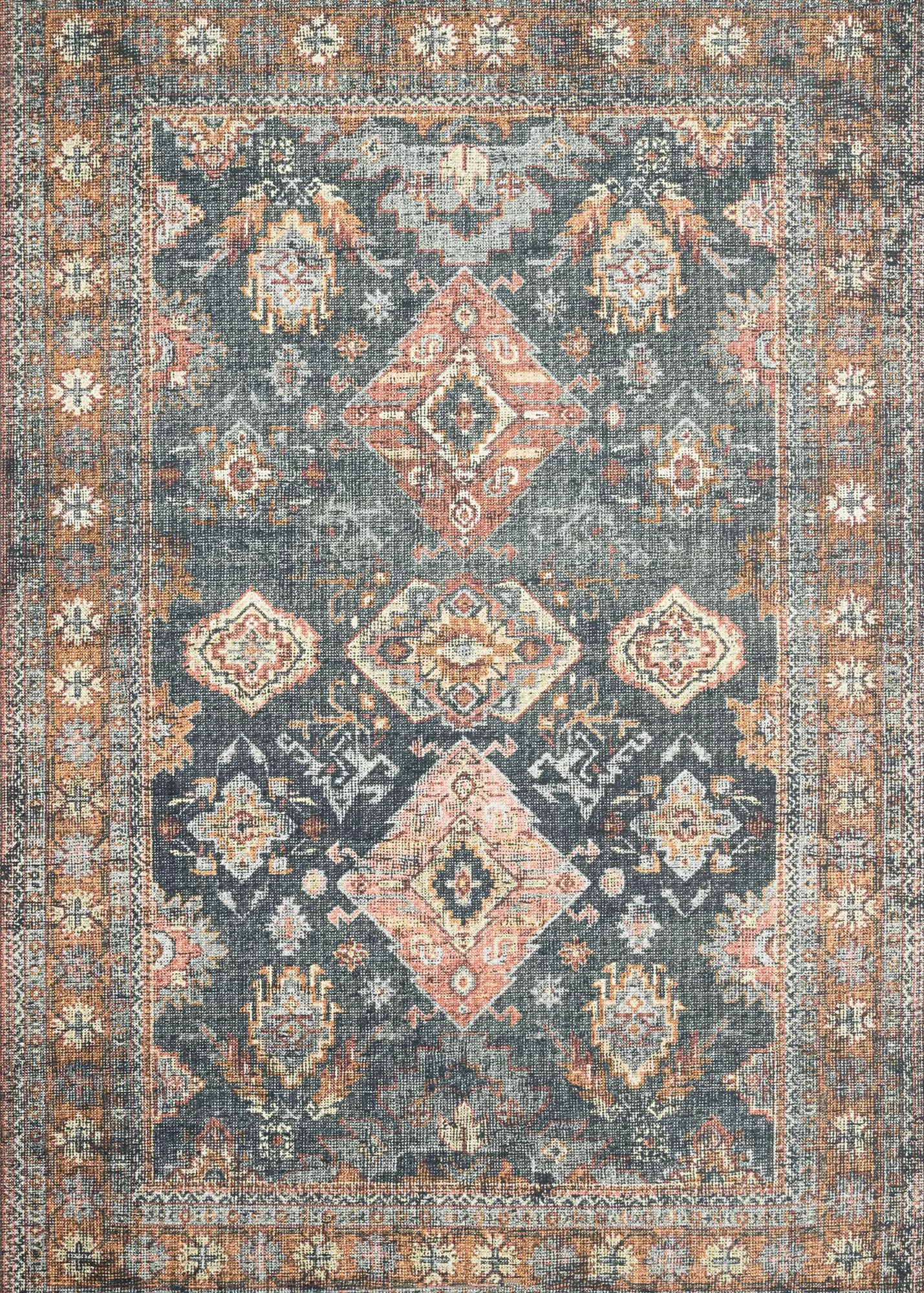 Loloi Skye SKY-10 Sea/Rust Area Rug | Carpet Exchange