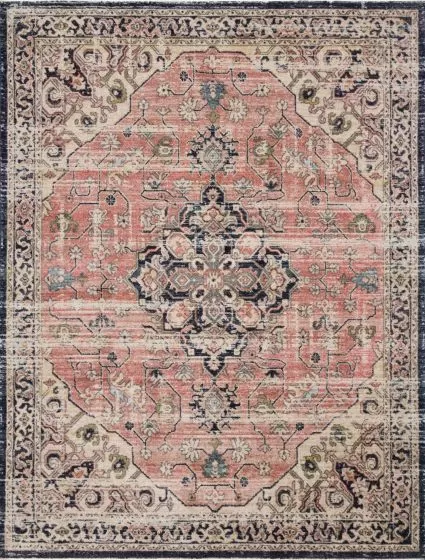 Graham GRA-06 Coral/Navy Area Rug