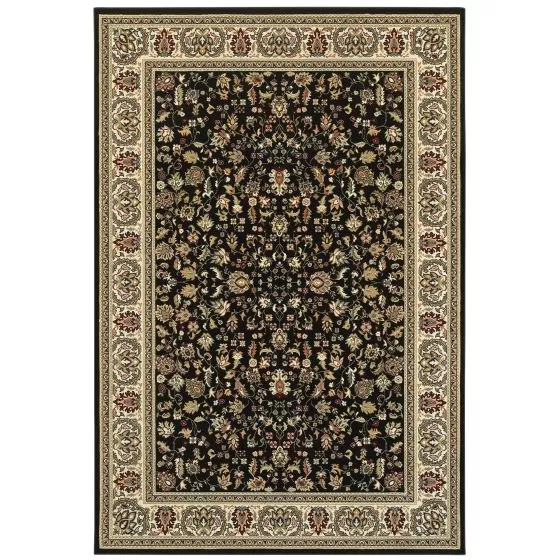 Kashan 108b Black/Ivory Area Rug
