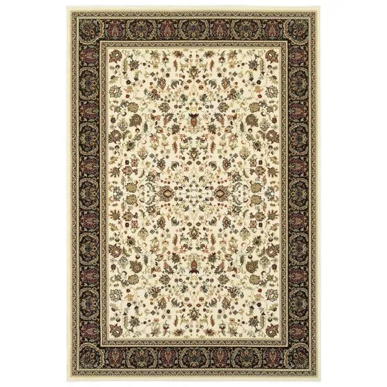 Kashan 108x Ivory/Black Area Rug