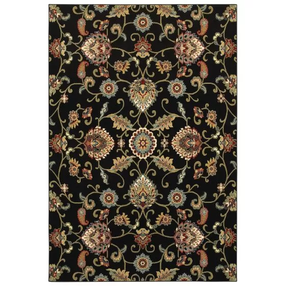 Kashan 9946k Black/Multi Area Rug
