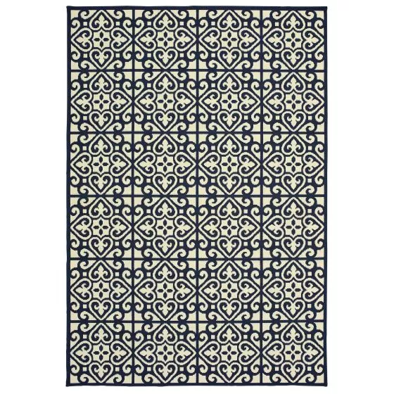 Marina 5927b Ivory/Navy Area Rug