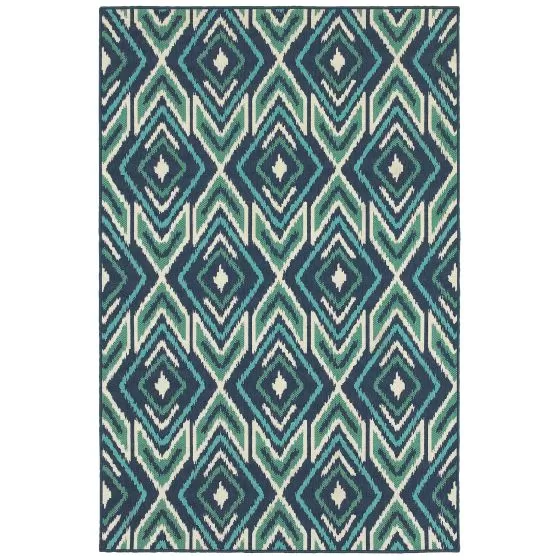 Meridian 2209b Navy/Green Area Rug