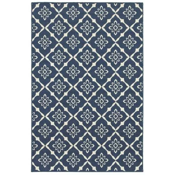 Meridian 5703b Navy/Ivory Area Rug