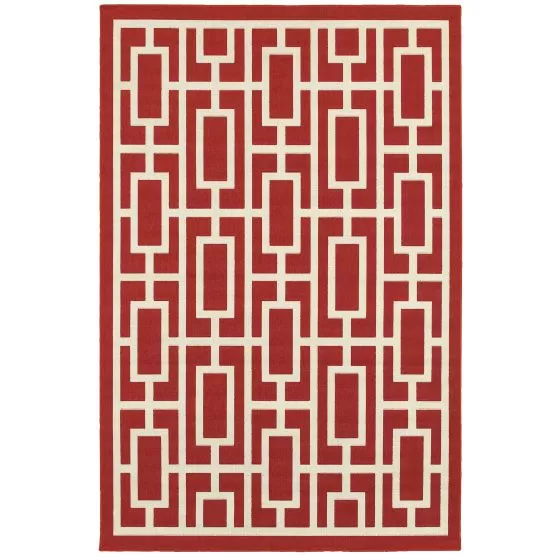 Meridian 9754r Red/Ivory Area Rug