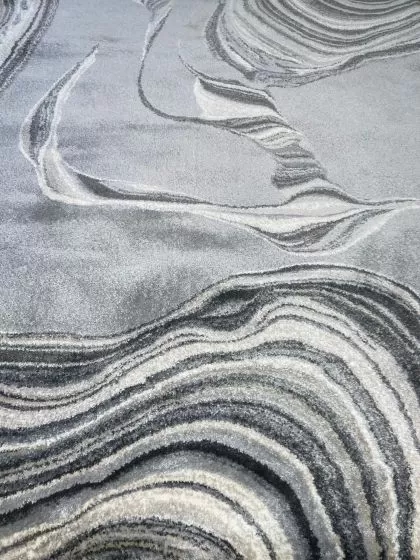 Hue Grey Marbled Stone Area Rug