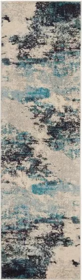 Celestial CES02 Ivory/Teal Blue 2'2"x7'6" Runner Rug