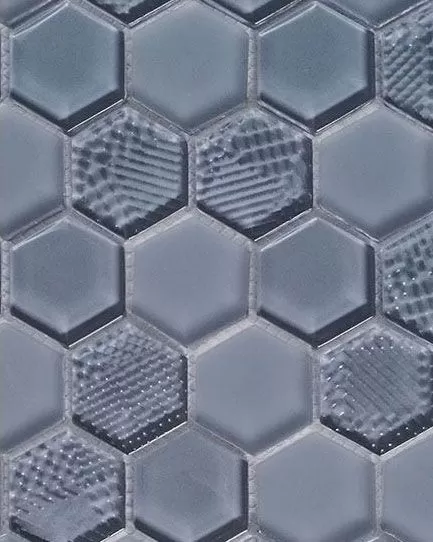 Textured Gloss & Matte Hexagon Blue Mink Tile