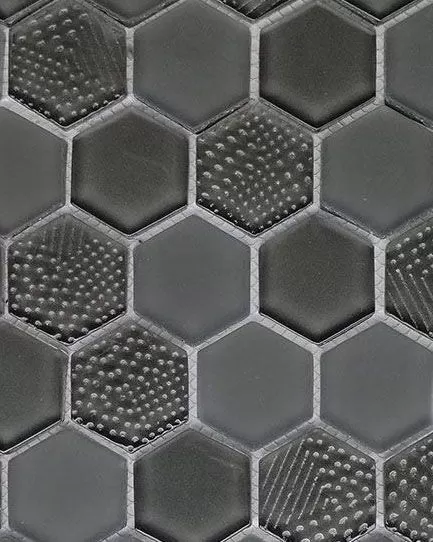 Textured Gloss & Matte Hexagon Grey Mink Tile