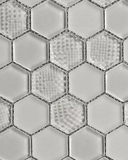 Textured Gloss & Matte Hexagon Latte Mink Tile