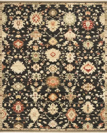 Antique Bloom ANB01 Black Area Rug