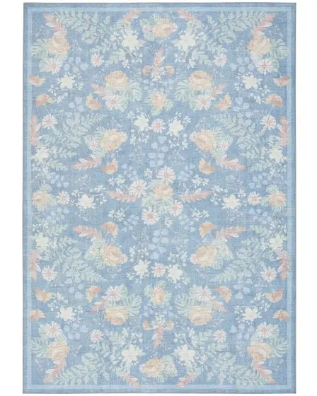 Botanical Washables BOT02 Blue Multicolor 4'x6' Area Rug