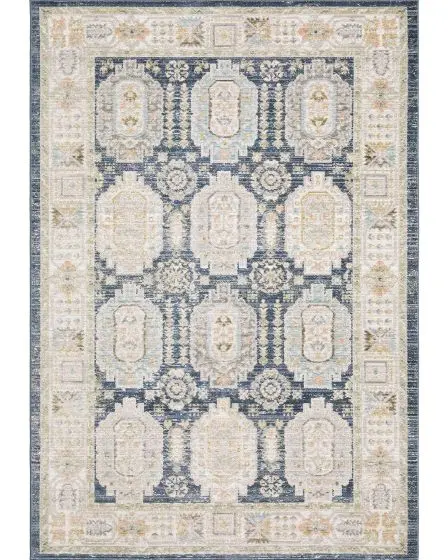 Cavett CAV07 Blue/Gold 2'7"x7'9" Runner Rug