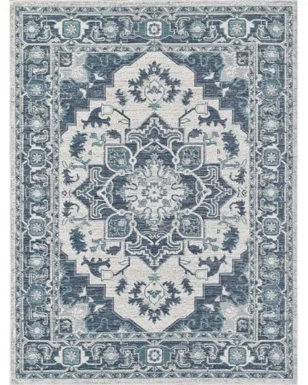 Dahlia 1401 Ivory/Blue Medallion Area Rug