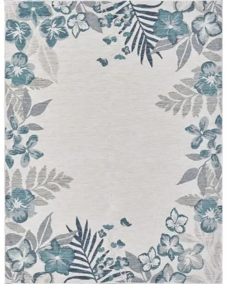 Dahlia 1404 Ivory/Blue Garden Border Area Rug