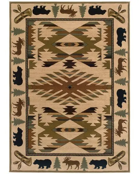 Hudson 1072a Ivory/Green Area Rug